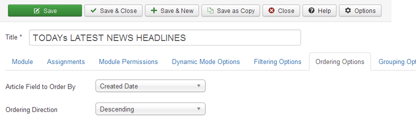 create news site module ordering