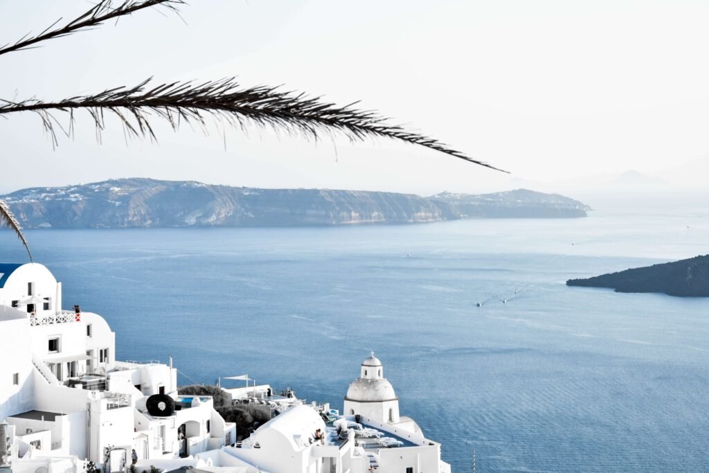 greek insland with white houses and deep blue sea